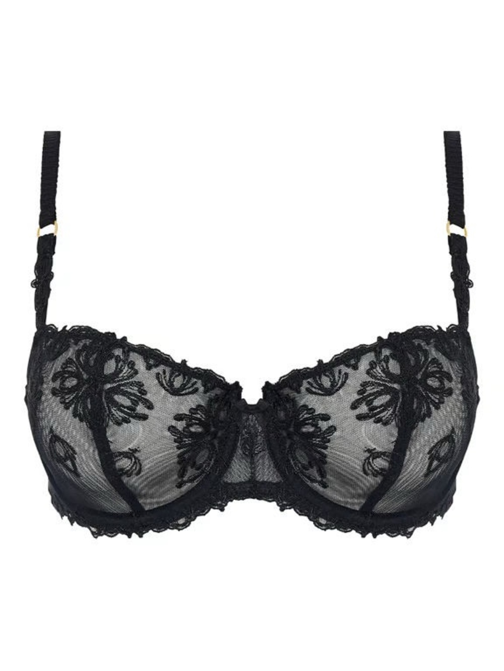 New Chantelle Champs Elysées Lace Unlined Demi Bra Black 36D